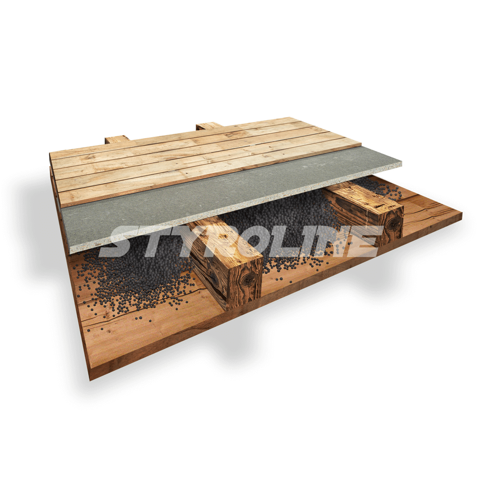 Einblasdämmung 0.033 W/mk in Holzbalkendecke